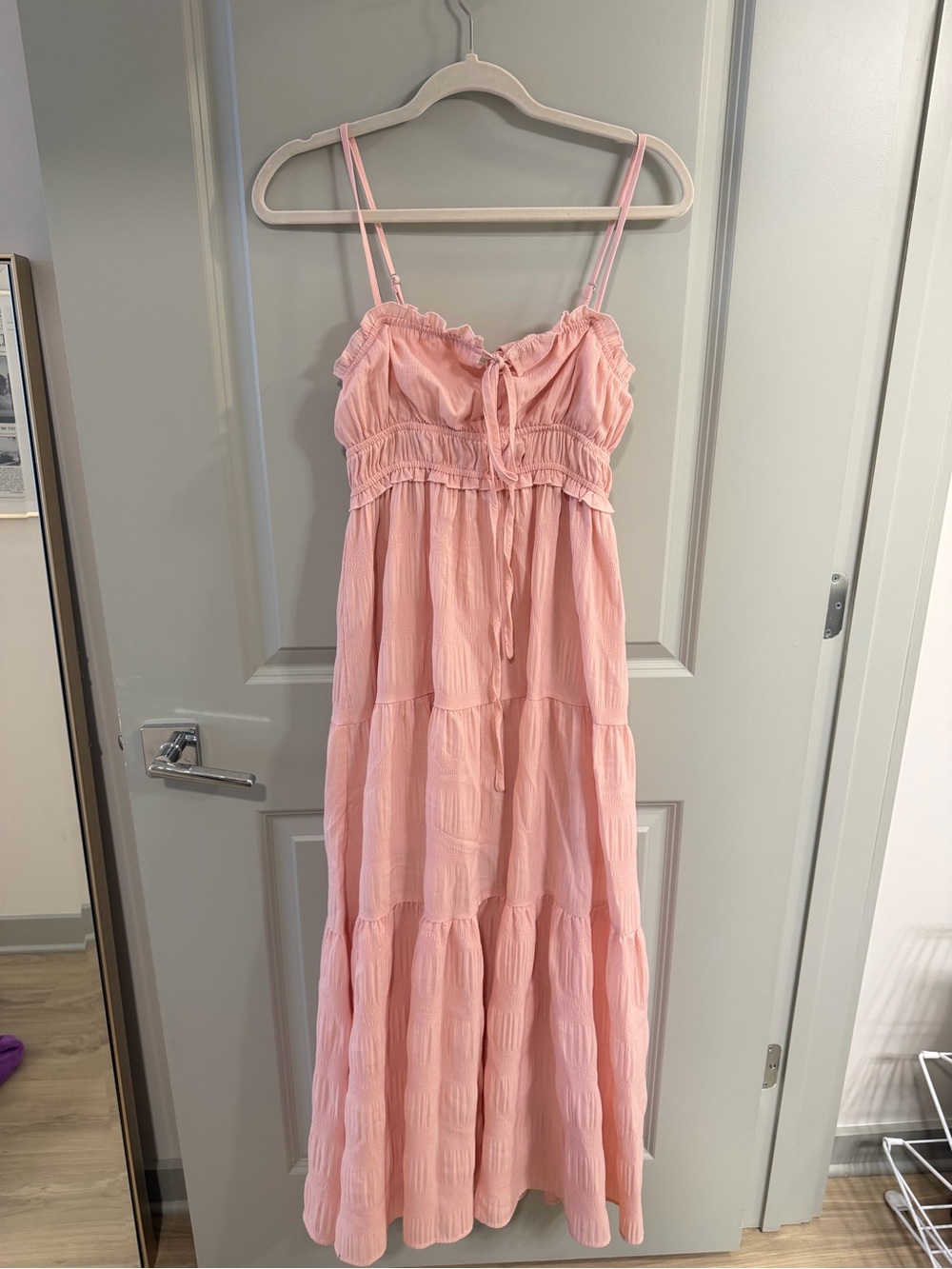 Dreamers Light Pink Tiered Spaghetti-Strap Maxi Dress